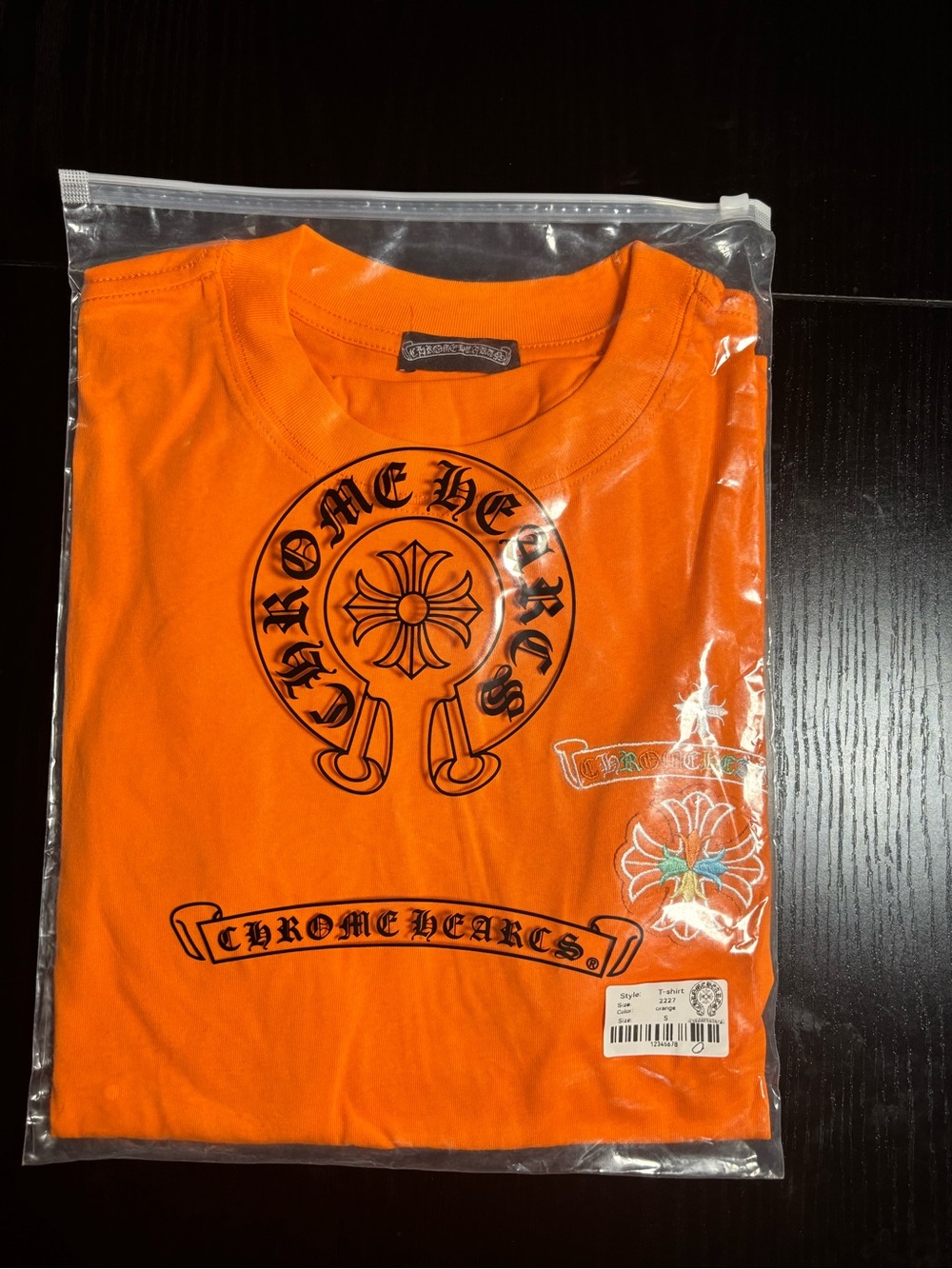 Chr@me He@rts Orange Graphic Crewneck Tee